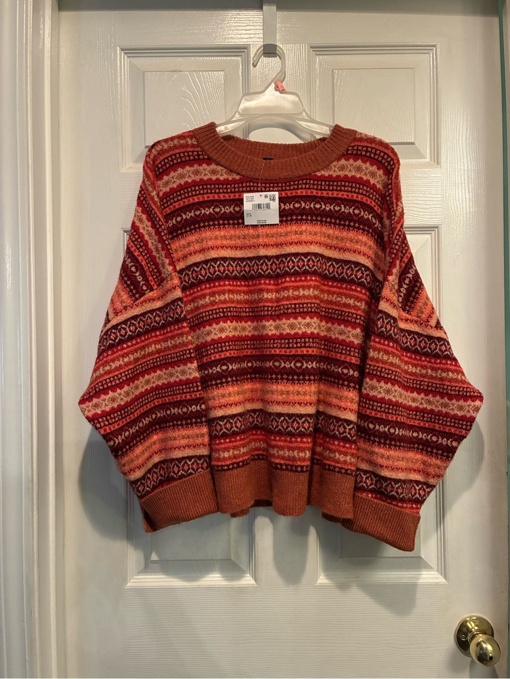 American Eagle Outfitters Red & Rust Crewneck Sweater